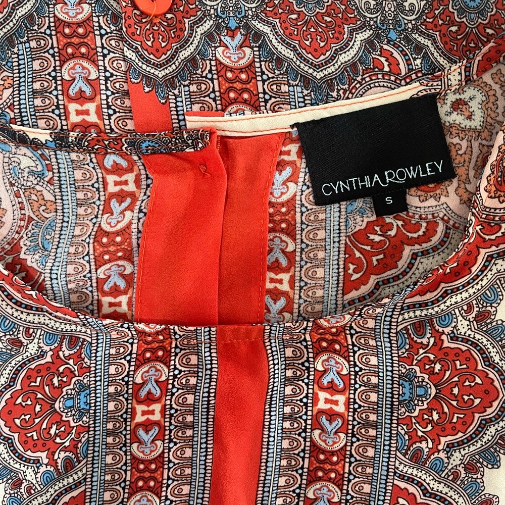 Cynthia Rowley Womens Paisley Boho Turkish Floral Print Blouse Sleeveless Top S - Picture 3 of 3